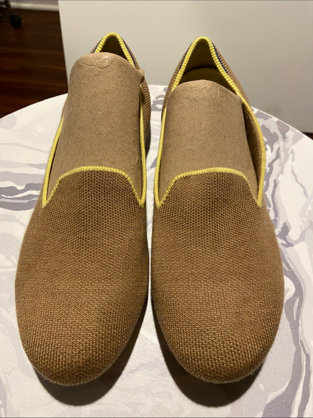 Rothy’s The Loafer Camel Tan Knit Slip-On Flats Women’s Size 8.5